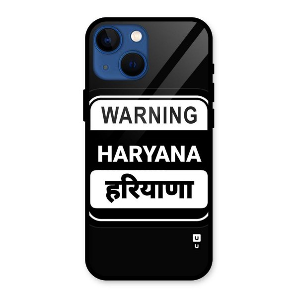 Warning Haryana Glass Back Case for iPhone 13 Mini