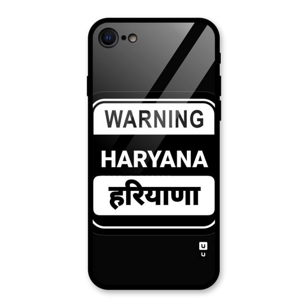 Warning Haryana Glass Back Case for iPhone 8