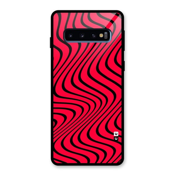 Waves Pattern Print Glass Back Case for Galaxy S10