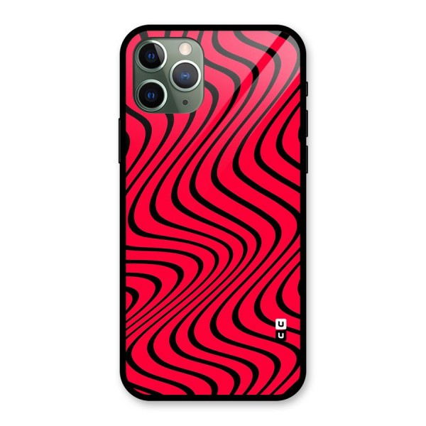 Waves Pattern Print Glass Back Case for iPhone 11 Pro