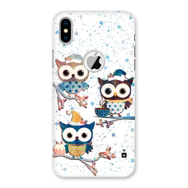 Winter Owls Back Case for iPhone XS Logo Cut