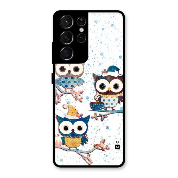 Winter Owls Glass Back Case for Galaxy S21 Ultra 5G