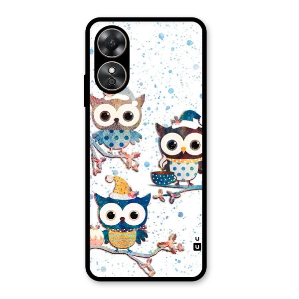 Winter Owls Glass Back Case for Oppo A17