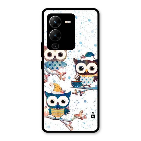 Winter Owls Glass Back Case for Vivo V25 Pro