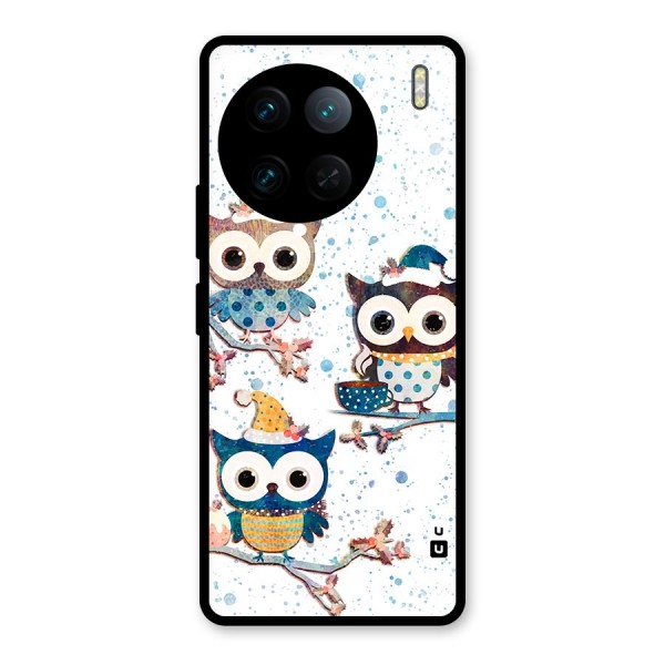 Winter Owls Glass Back Case for Vivo X90 Pro