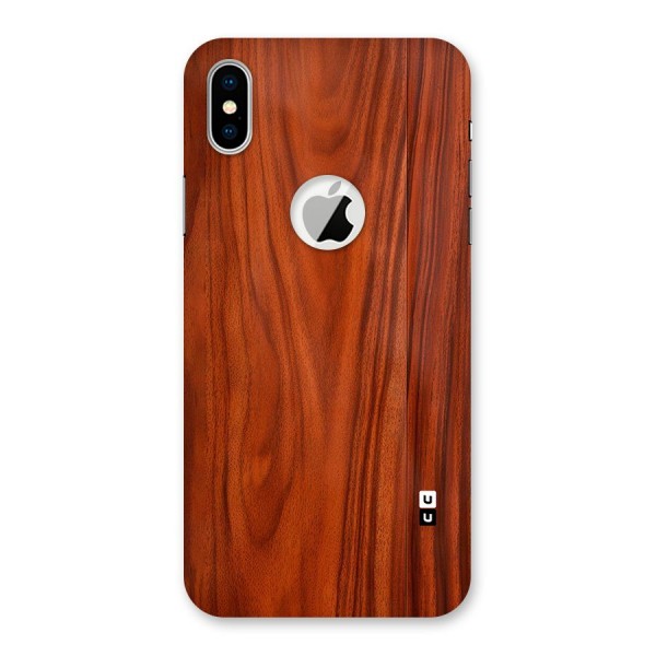 Wooden Texture Printed Back Case for iPhone XS Logo Cut