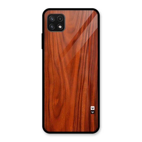 Wooden Texture Printed Glass Back Case for Galaxy A22 5G