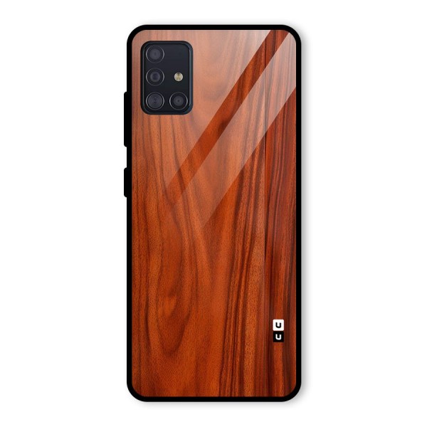 Wooden Texture Printed Glass Back Case for Galaxy A51