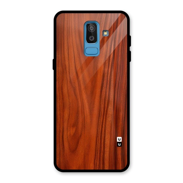 Wooden Texture Printed Glass Back Case for Galaxy J8