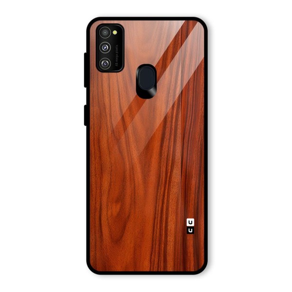 Wooden Texture Printed Glass Back Case for Galaxy M21