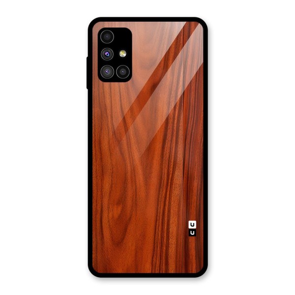 Wooden Texture Printed Glass Back Case for Galaxy M51