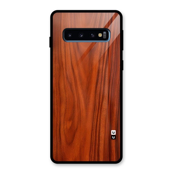 Wooden Texture Printed Glass Back Case for Galaxy S10