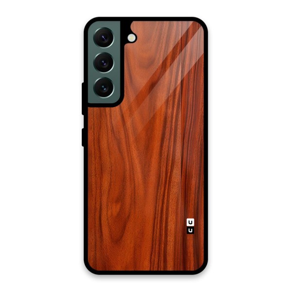 Wooden Texture Printed Glass Back Case for Galaxy S22 5G