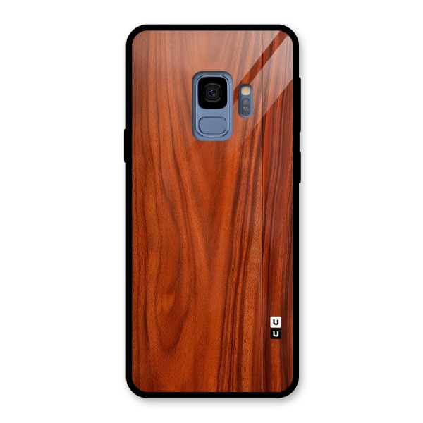 Wooden Texture Printed Glass Back Case for Galaxy S9