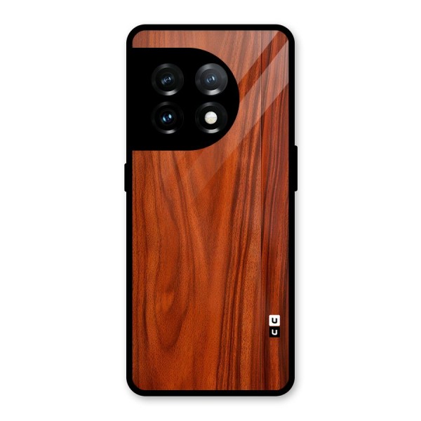 Wooden Texture Printed Glass Back Case for OnePlus 11