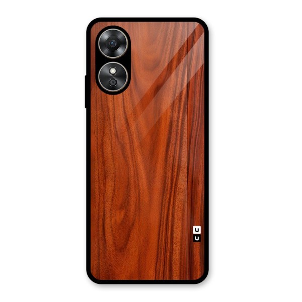 Wooden Texture Printed Glass Back Case for Oppo A17