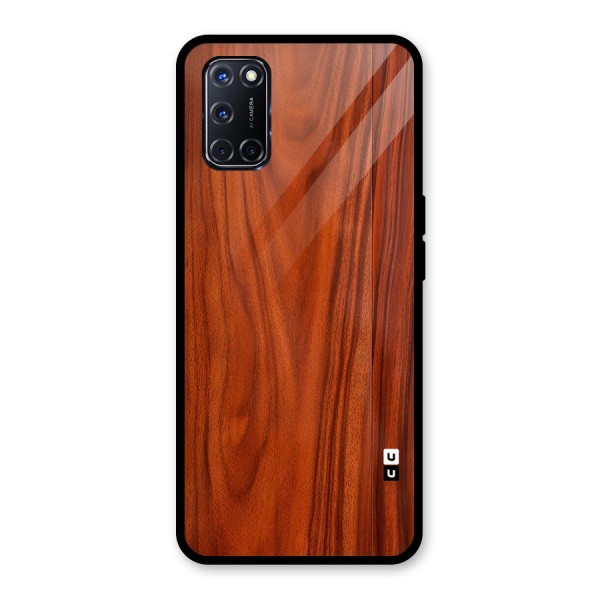 Wooden Texture Printed Glass Back Case for Oppo A52