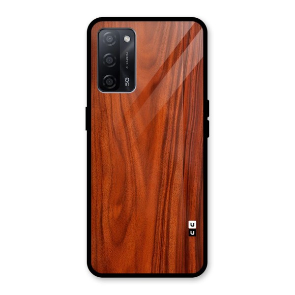 Wooden Texture Printed Glass Back Case for Oppo A53s 5G