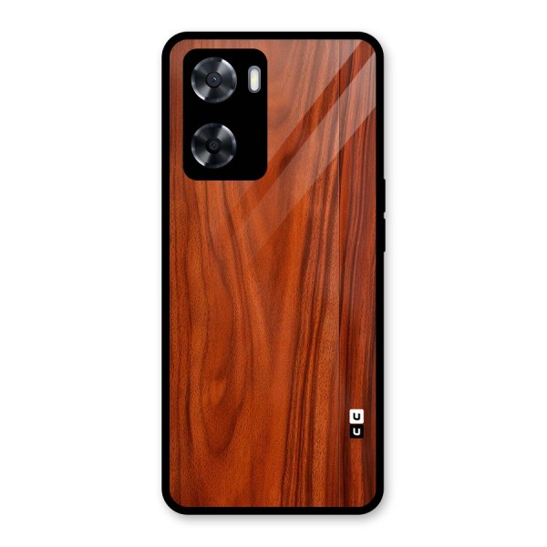 Wooden Texture Printed Glass Back Case for Oppo A57 2022