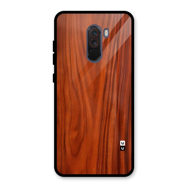 Wooden Texture Printed Glass Back Case for Poco F1