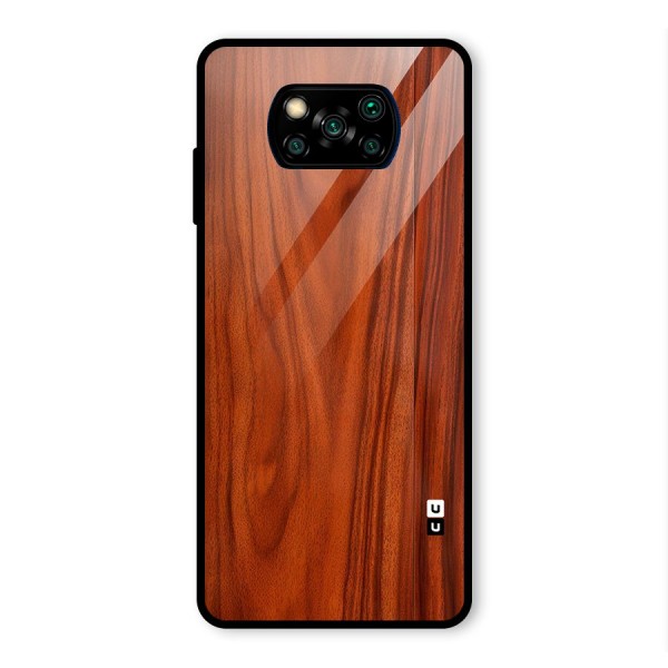 Wooden Texture Printed Glass Back Case for Poco X3 Pro