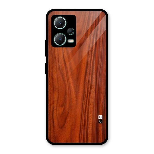 Wooden Texture Printed Glass Back Case for Poco X5