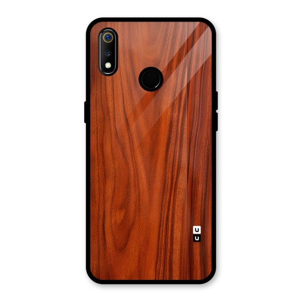 Wooden Texture Printed Glass Back Case for Realme 3