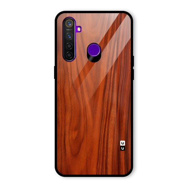 Wooden Texture Printed Glass Back Case for Realme 5 Pro