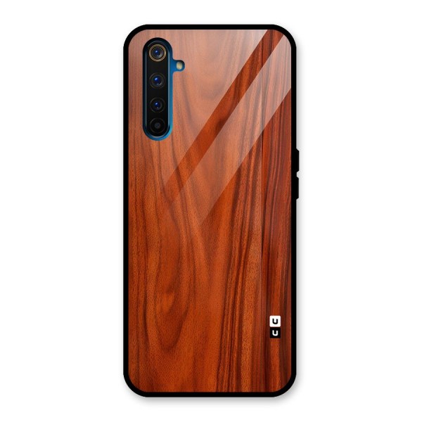 Wooden Texture Printed Glass Back Case for Realme 6 Pro