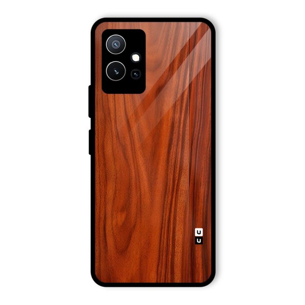 Wooden Texture Printed Glass Back Case for Vivo T1 5G