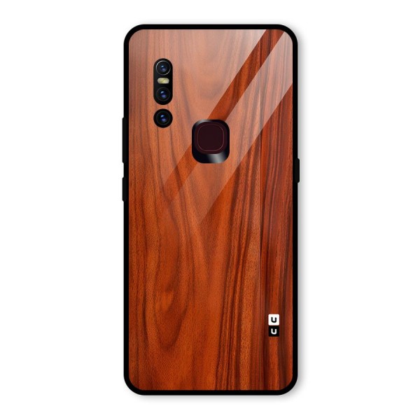 Wooden Texture Printed Glass Back Case for Vivo V15