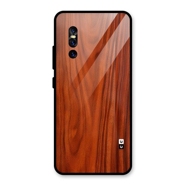 Wooden Texture Printed Glass Back Case for Vivo V15 Pro