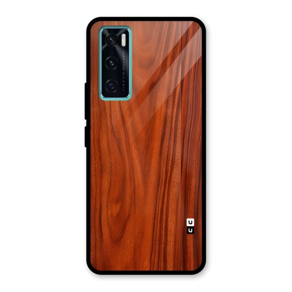 Wooden Texture Printed Glass Back Case for Vivo V20 SE