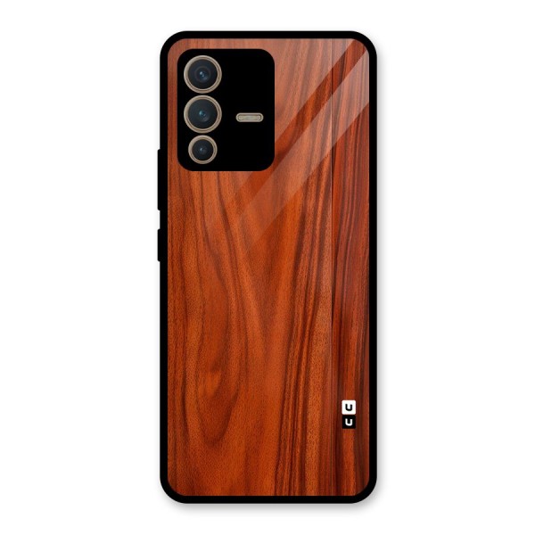 Wooden Texture Printed Glass Back Case for Vivo V23 5G