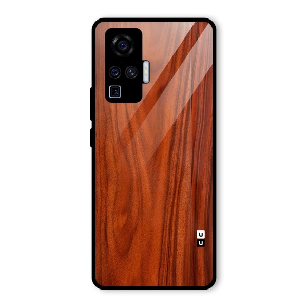 Wooden Texture Printed Glass Back Case for Vivo X50 Pro