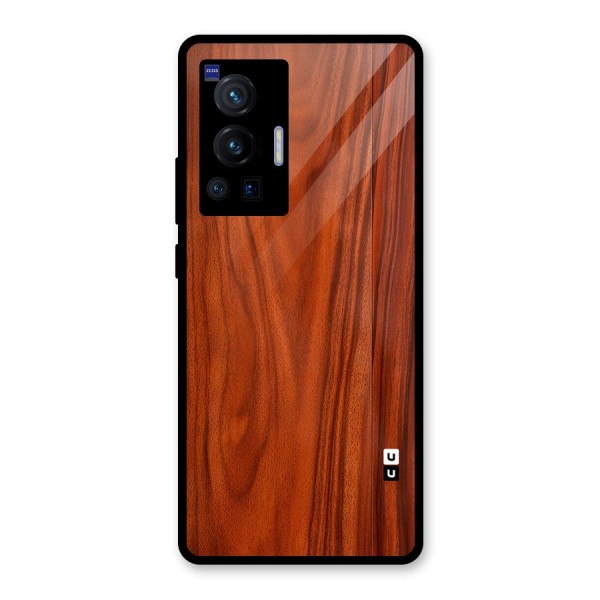 Wooden Texture Printed Glass Back Case for Vivo X70 Pro