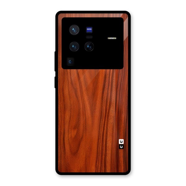 Wooden Texture Printed Glass Back Case for Vivo X80 Pro