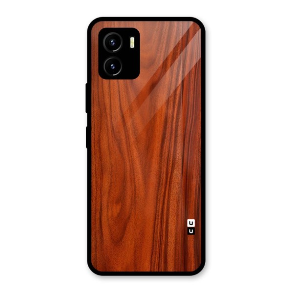 Wooden Texture Printed Glass Back Case for Vivo Y15s