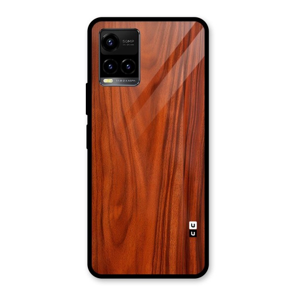 Wooden Texture Printed Glass Back Case for Vivo Y21A