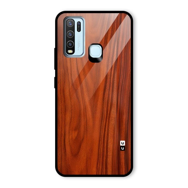 Wooden Texture Printed Glass Back Case for Vivo Y50