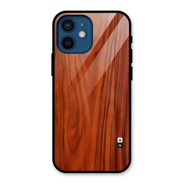 Wooden Texture Printed Glass Back Case for iPhone 12 Mini