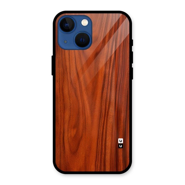 Wooden Texture Printed Glass Back Case for iPhone 13 Mini