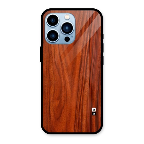 Wooden Texture Printed Glass Back Case for iPhone 13 Pro