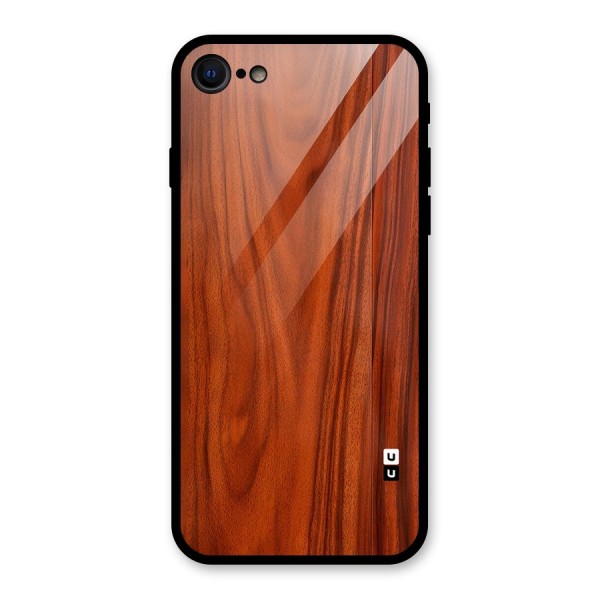 Wooden Texture Printed Glass Back Case for iPhone 8