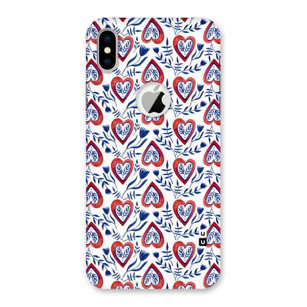 Wrapping Hearts Pattern Back Case for iPhone XS Logo Cut