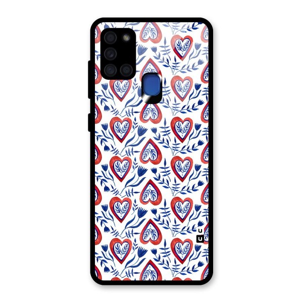 Wrapping Hearts Pattern Glass Back Case for Galaxy A21s