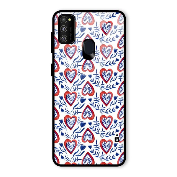 Wrapping Hearts Pattern Glass Back Case for Galaxy M21