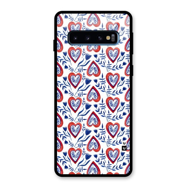 Wrapping Hearts Pattern Glass Back Case for Galaxy S10