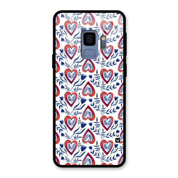 Wrapping Hearts Pattern Glass Back Case for Galaxy S9