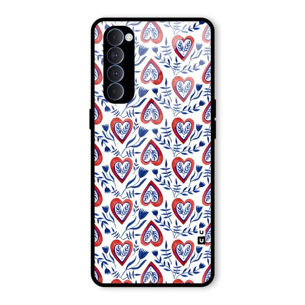 Wrapping Hearts Pattern Glass Back Case for Oppo Reno4 Pro